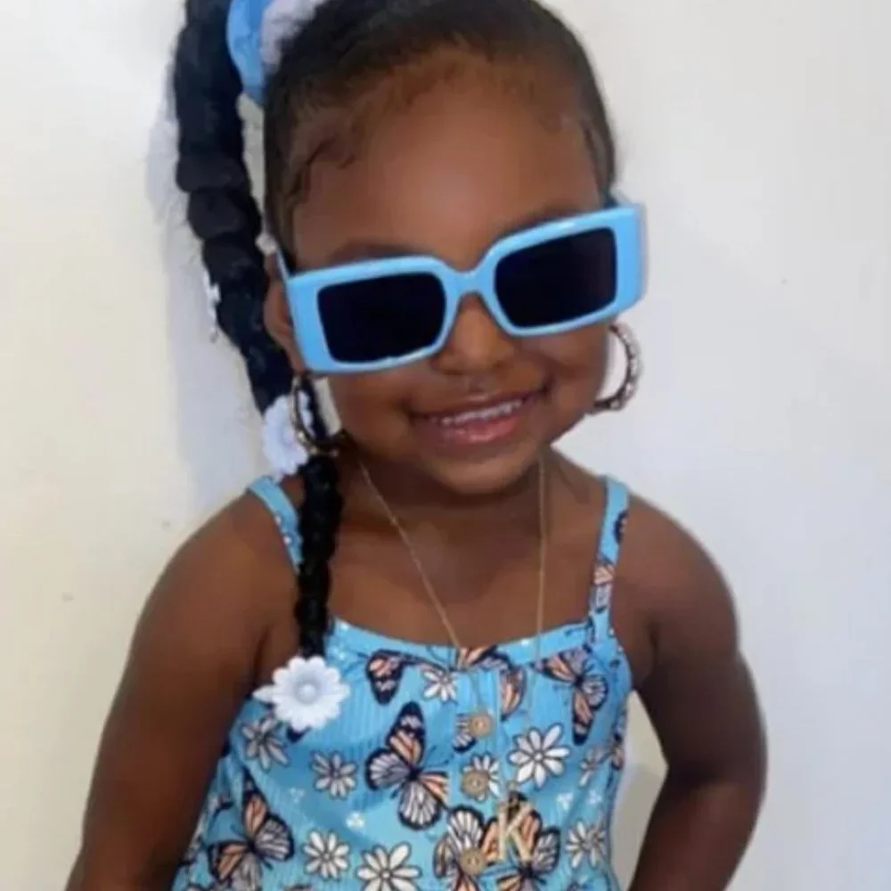 Kids' 90s inspired Rectangle Sunglasses Blue unisex sunnies